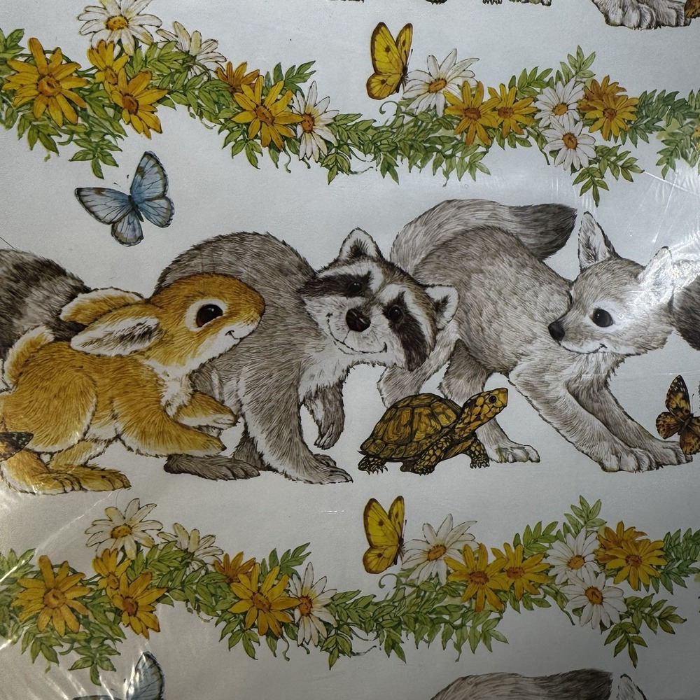 Vtg Woodland Animal Wrapping Craft Paper Lot 3 Sealed Current Inc 24x30" 6Sheets